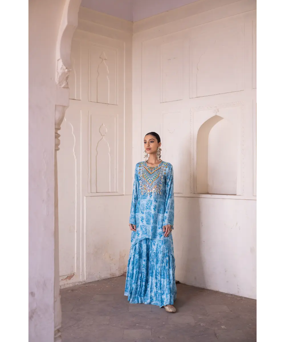 LABEL ANUSHREE- Blue Sharara Set