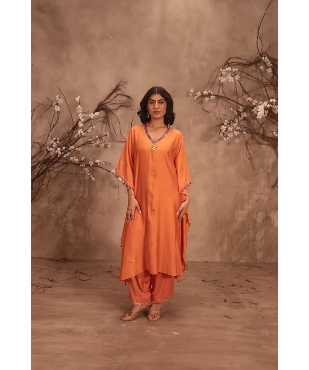 NITI BHOTRA - Nazakat Orange Kaftan Set
