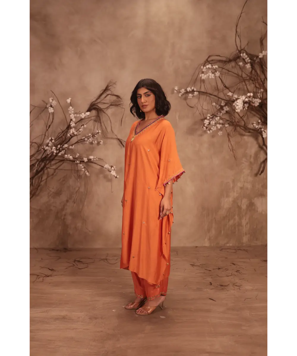 NITI BHOTRA - Nazakat Orange Kaftan Set