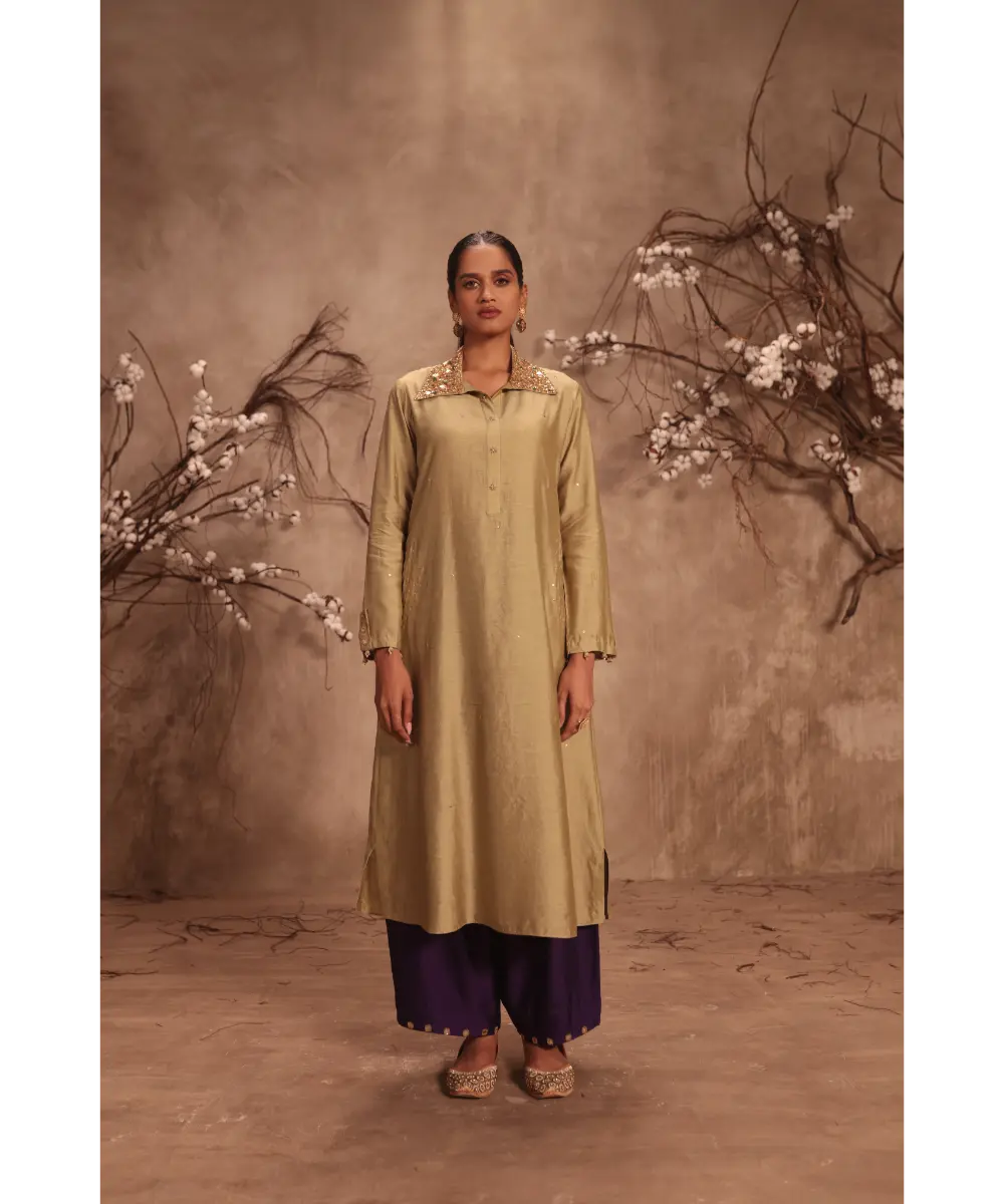 NITI BHOTRA - Nazakat Light Green Collar Kurta Set