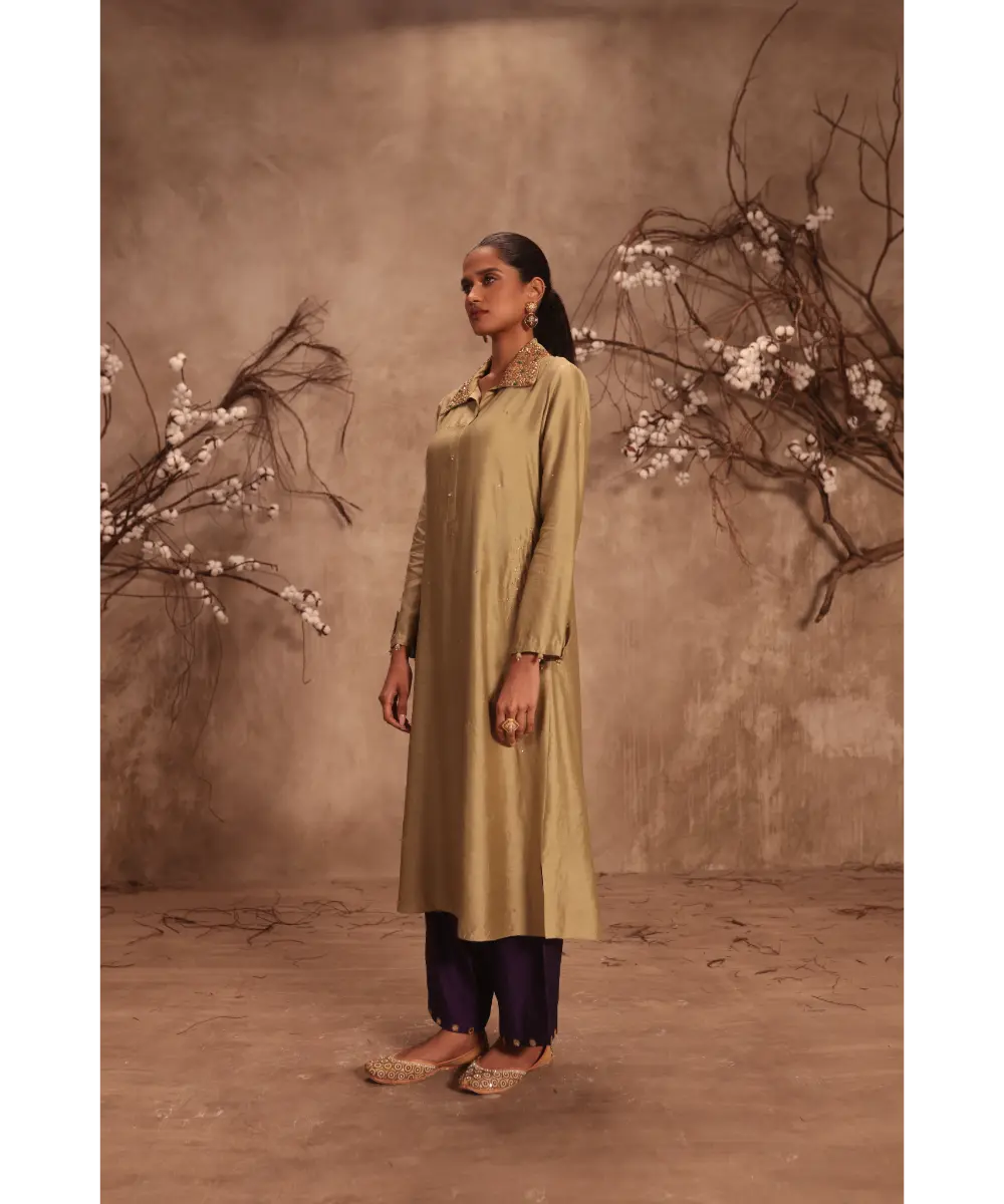 NITI BHOTRA - Nazakat Light Green Collar Kurta Set