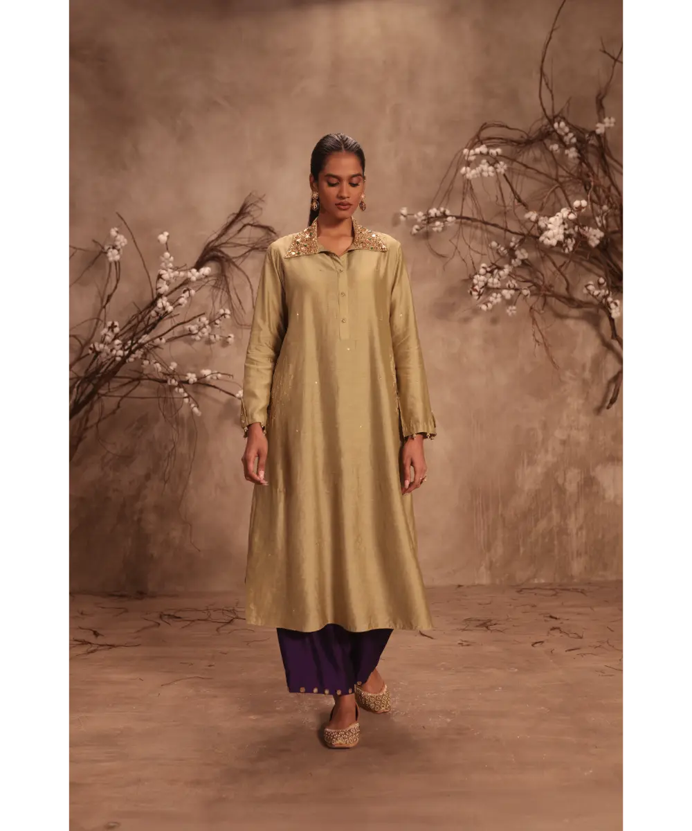 NITI BHOTRA - Nazakat Light Green Collar Kurta Set