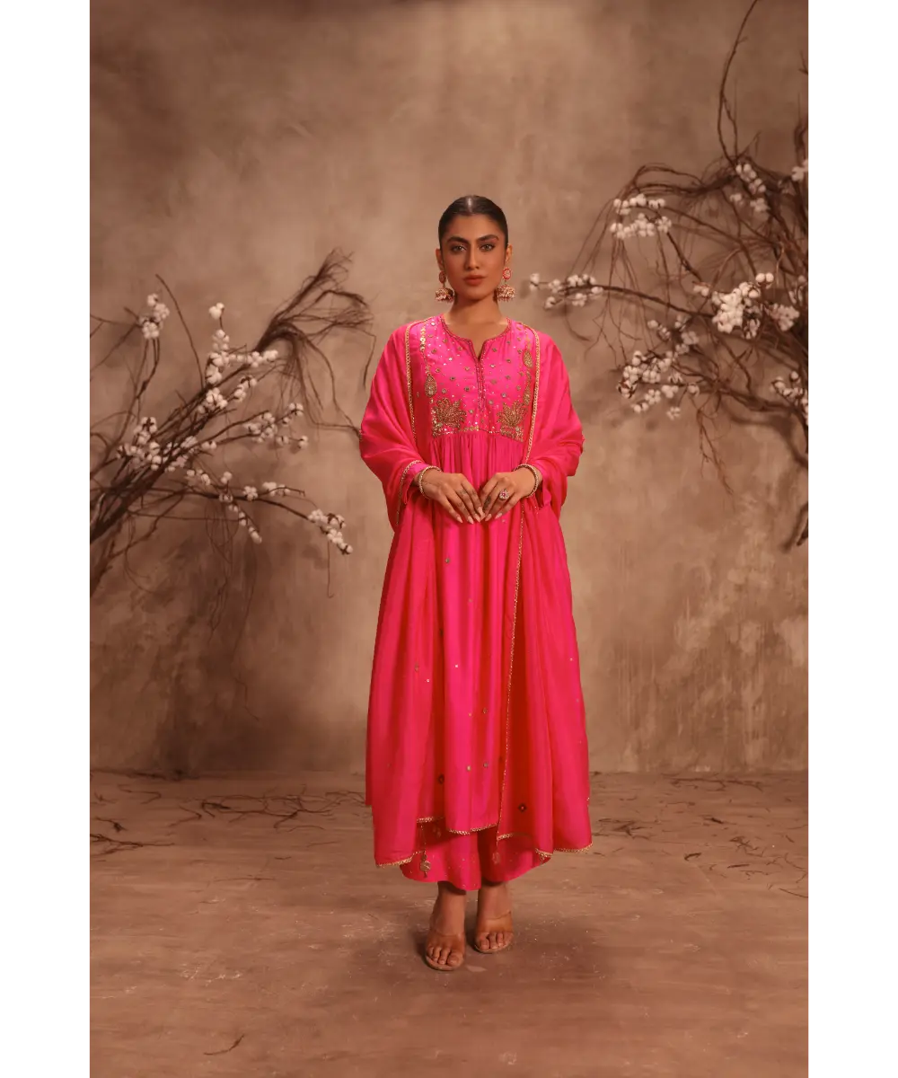 NITI BHOTRA - Nazakat Hot Pink Frockstyle Kurta Set