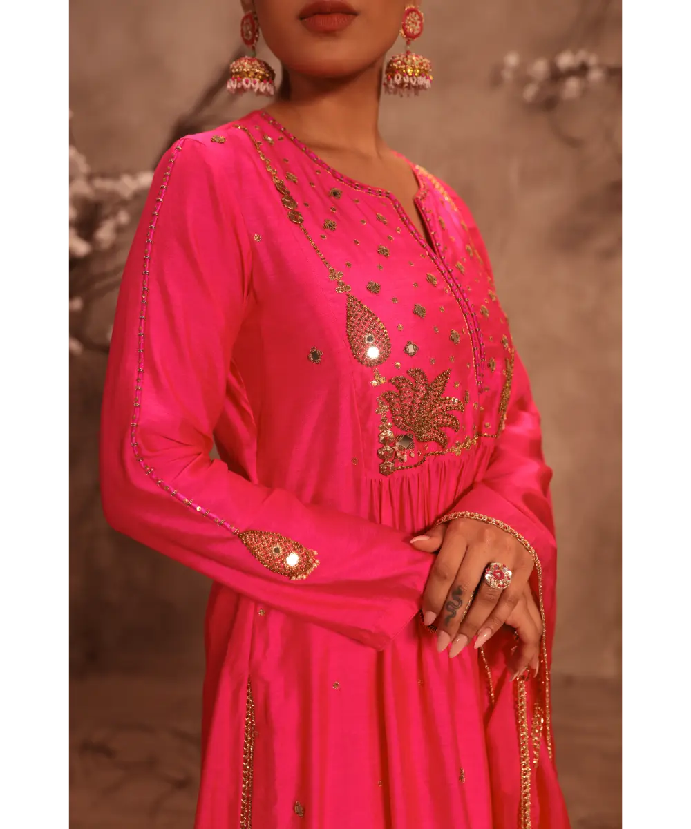 NITI BHOTRA - Nazakat Hot Pink Frockstyle Kurta Set