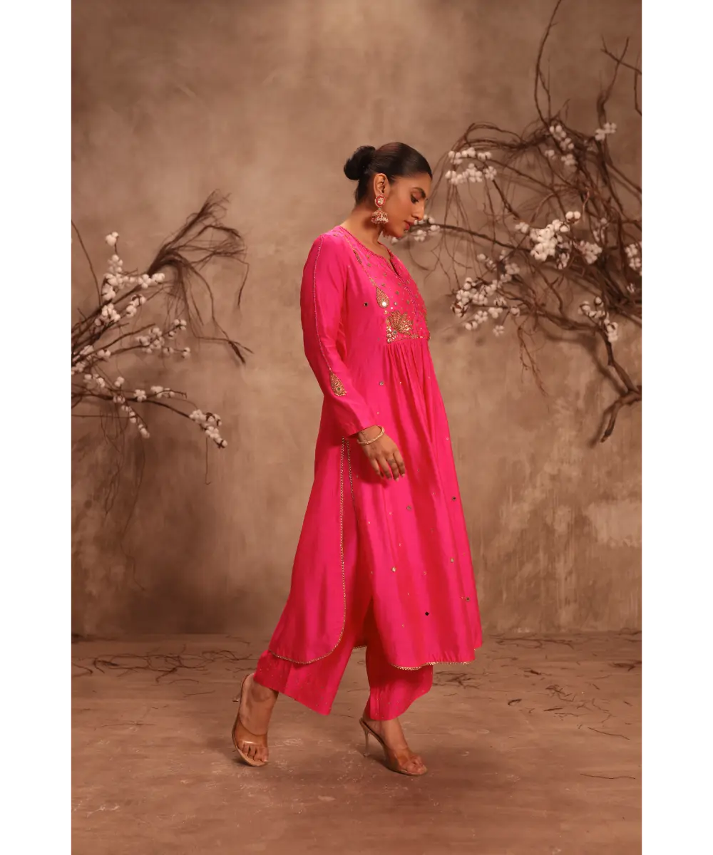 NITI BHOTRA - Nazakat Hot Pink Frockstyle Kurta Set