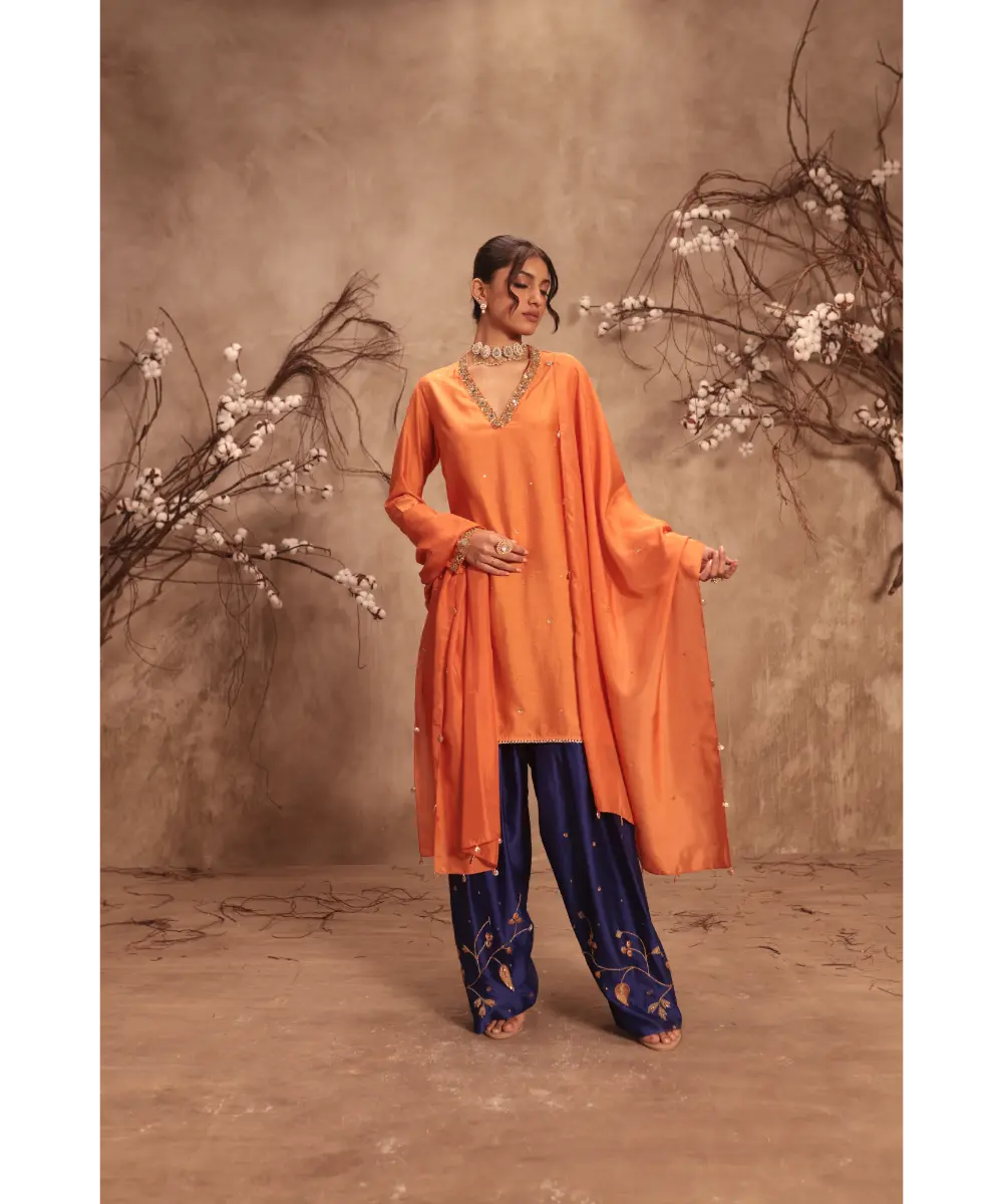 NITI BHOTRA - Nazakat Orange Jaal Kurta Set