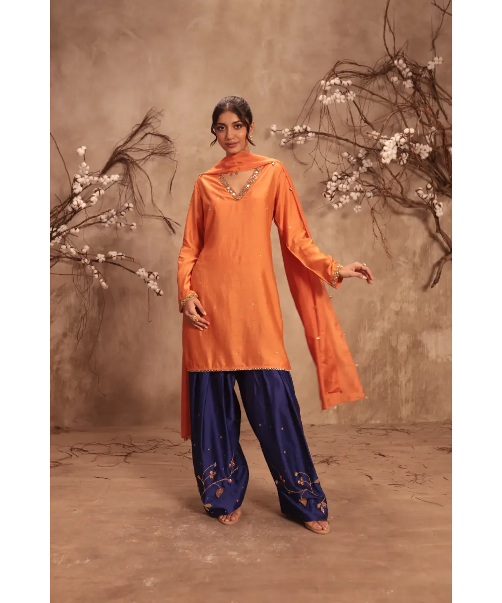 NITI BHOTRA - Nazakat Orange Jaal Kurta Set