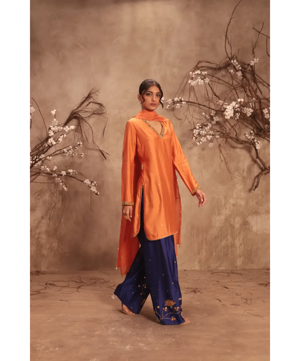 NITI BHOTRA - Nazakat Orange Jaal Kurta Set