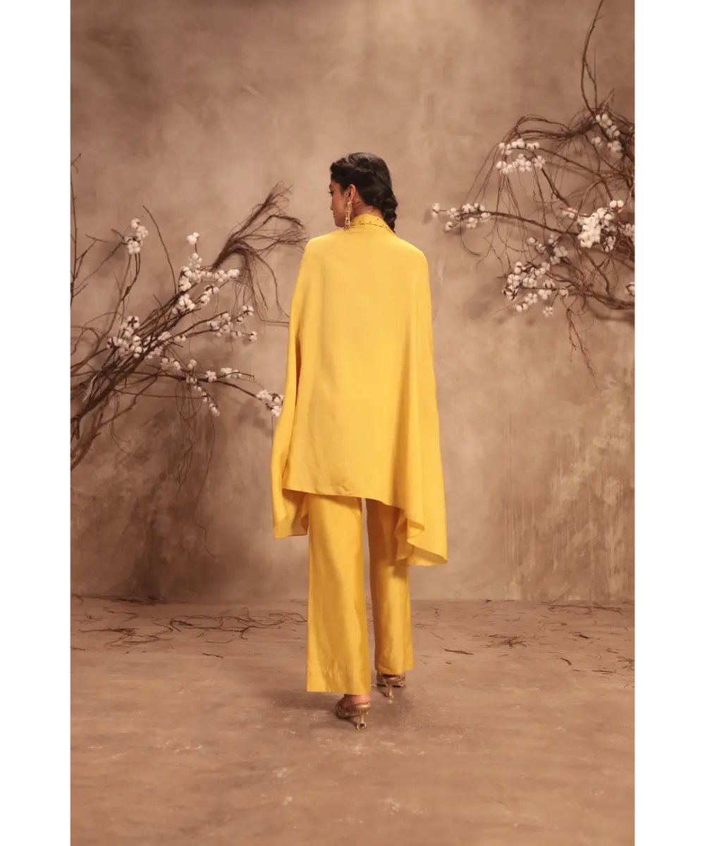 NITI BHOTRA - Nazakat Dark Yellow Cape Set