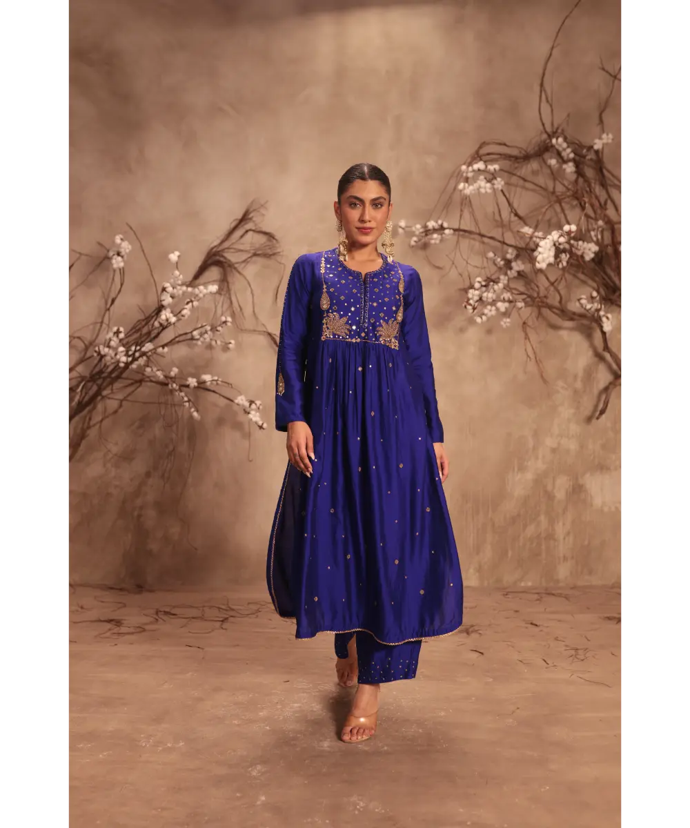 NITI BHOTRA - Nazakat Indigo Frockstyle Kurta Set