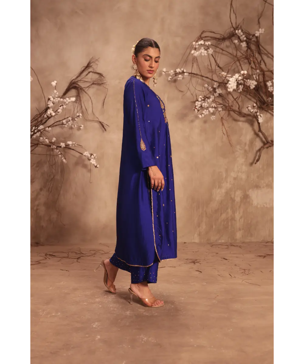 NITI BHOTRA - Nazakat Indigo Frockstyle Kurta Set