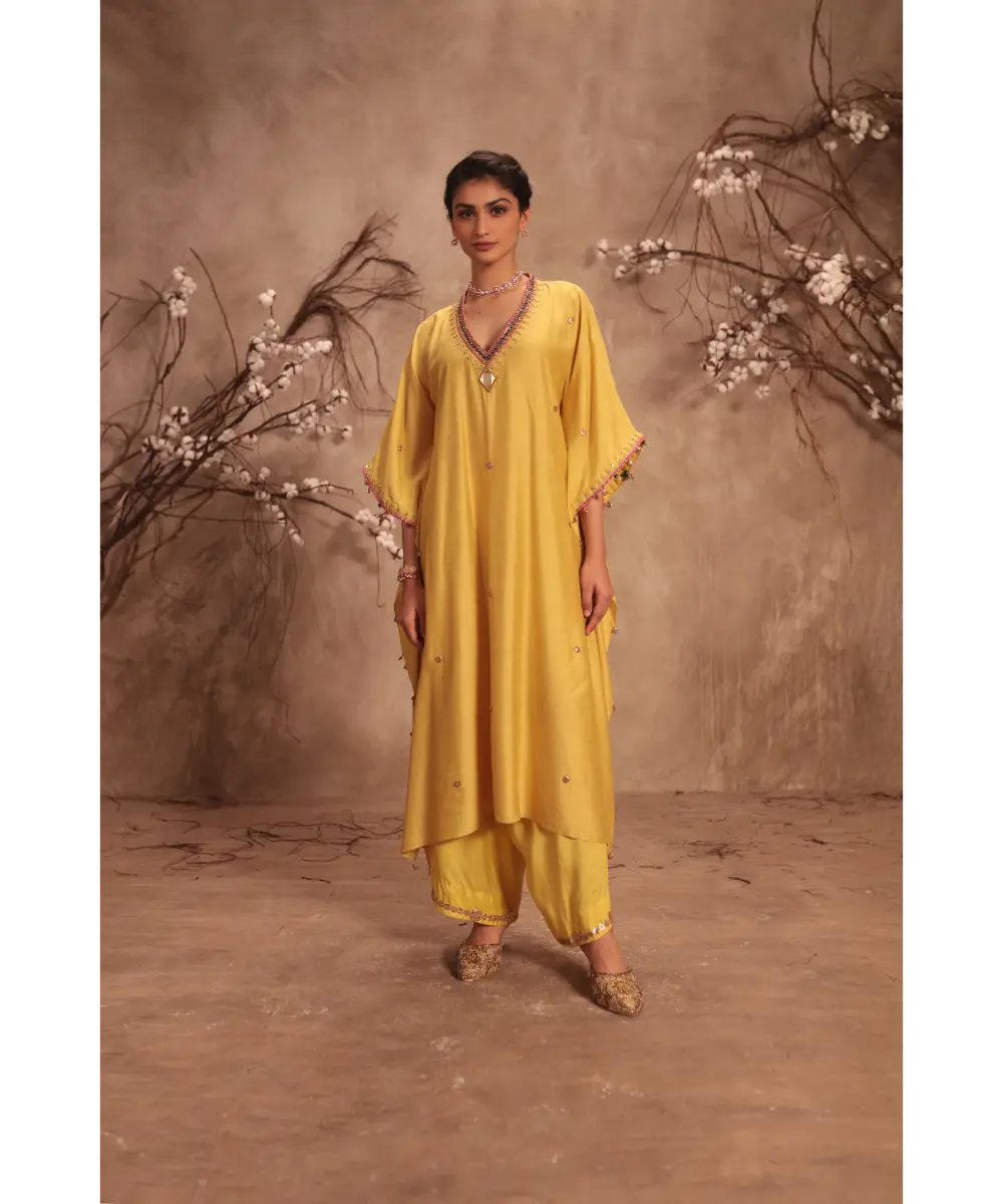 NITI BHOTRA - Nazakat Dark Yellow Kaftan Set