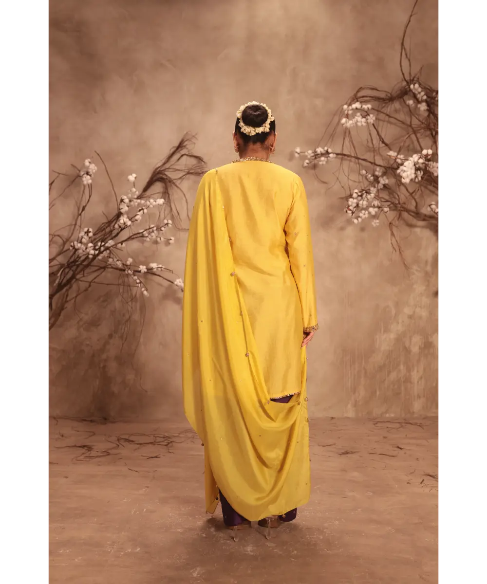 NITI BHOTRA - Nazakat Yellow Jaal Kurta Set