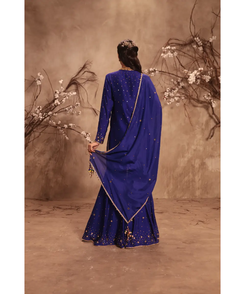 NITI BHOTRA - Nazakat Indigo Heavy Mirror Work Sharara Set