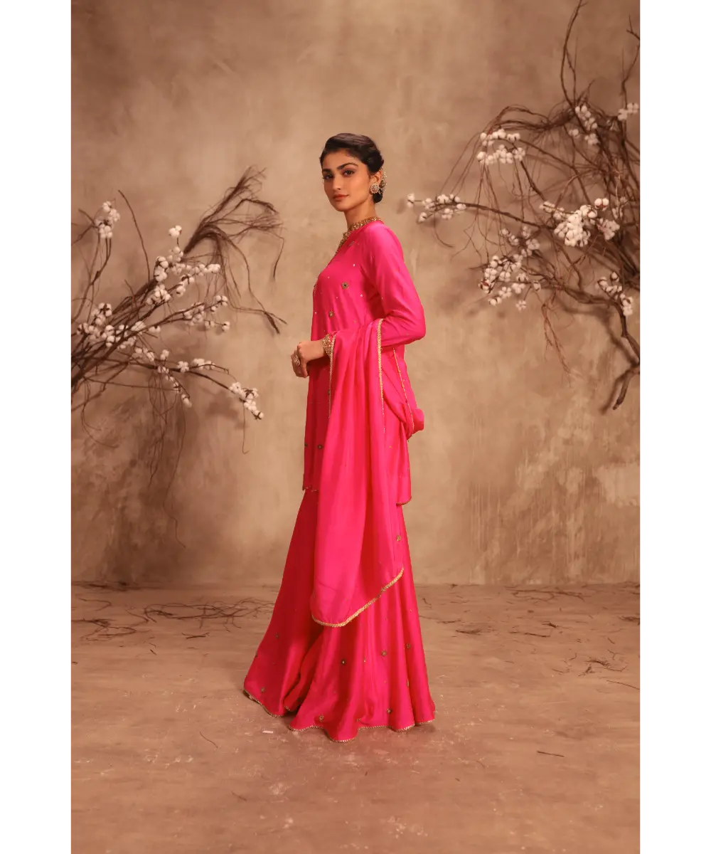 NITI BHOTRA - Nazakat Hot Pink Mirror Work Sharara Set