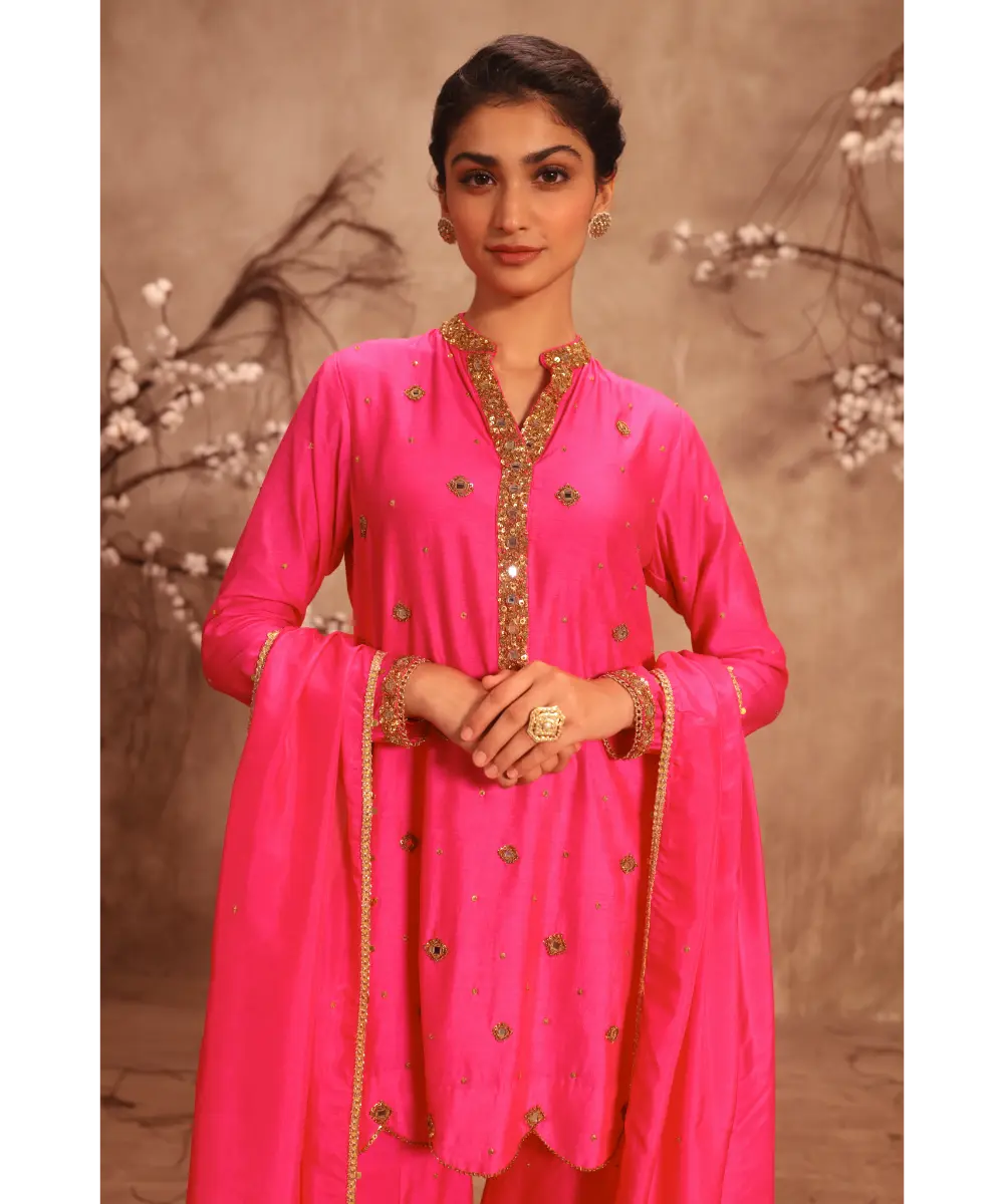 NITI BHOTRA - Nazakat Hot Pink Mirror Work Sharara Set
