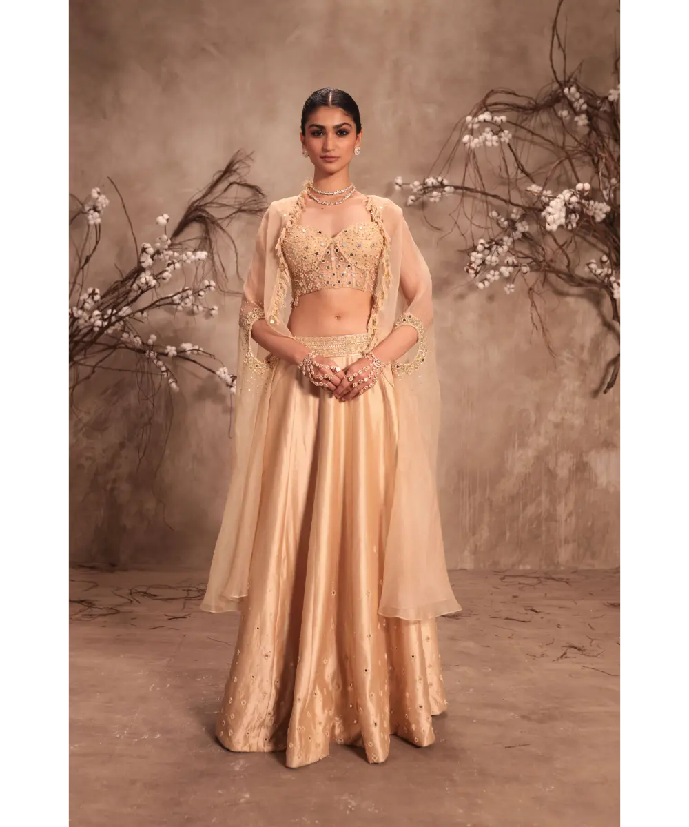 NITI BHOTRA - Nazakat Ivory Heavy Cape Style Lehenga Set