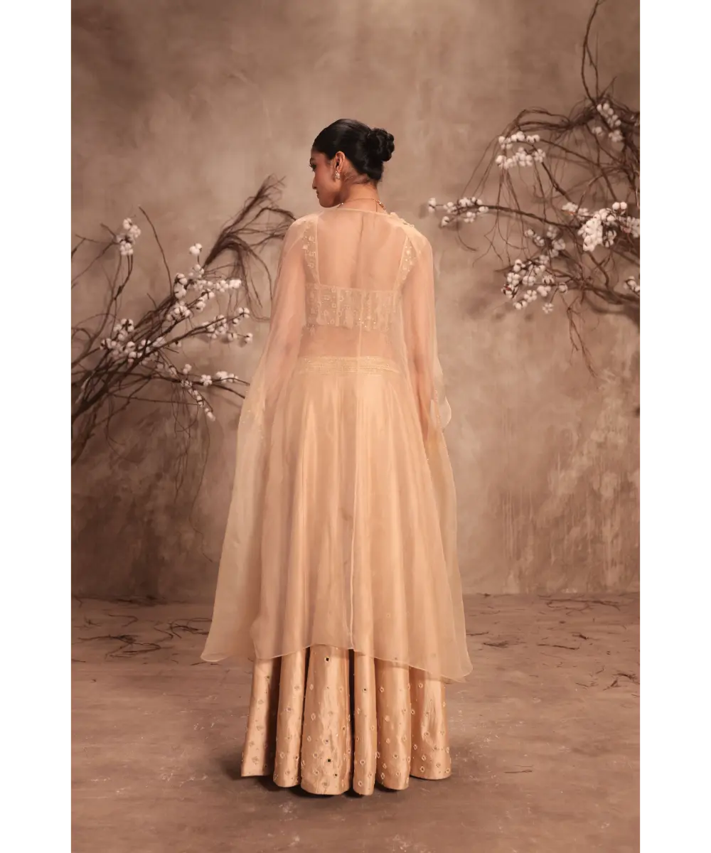NITI BHOTRA - Nazakat Ivory Heavy Cape Style Lehenga Set