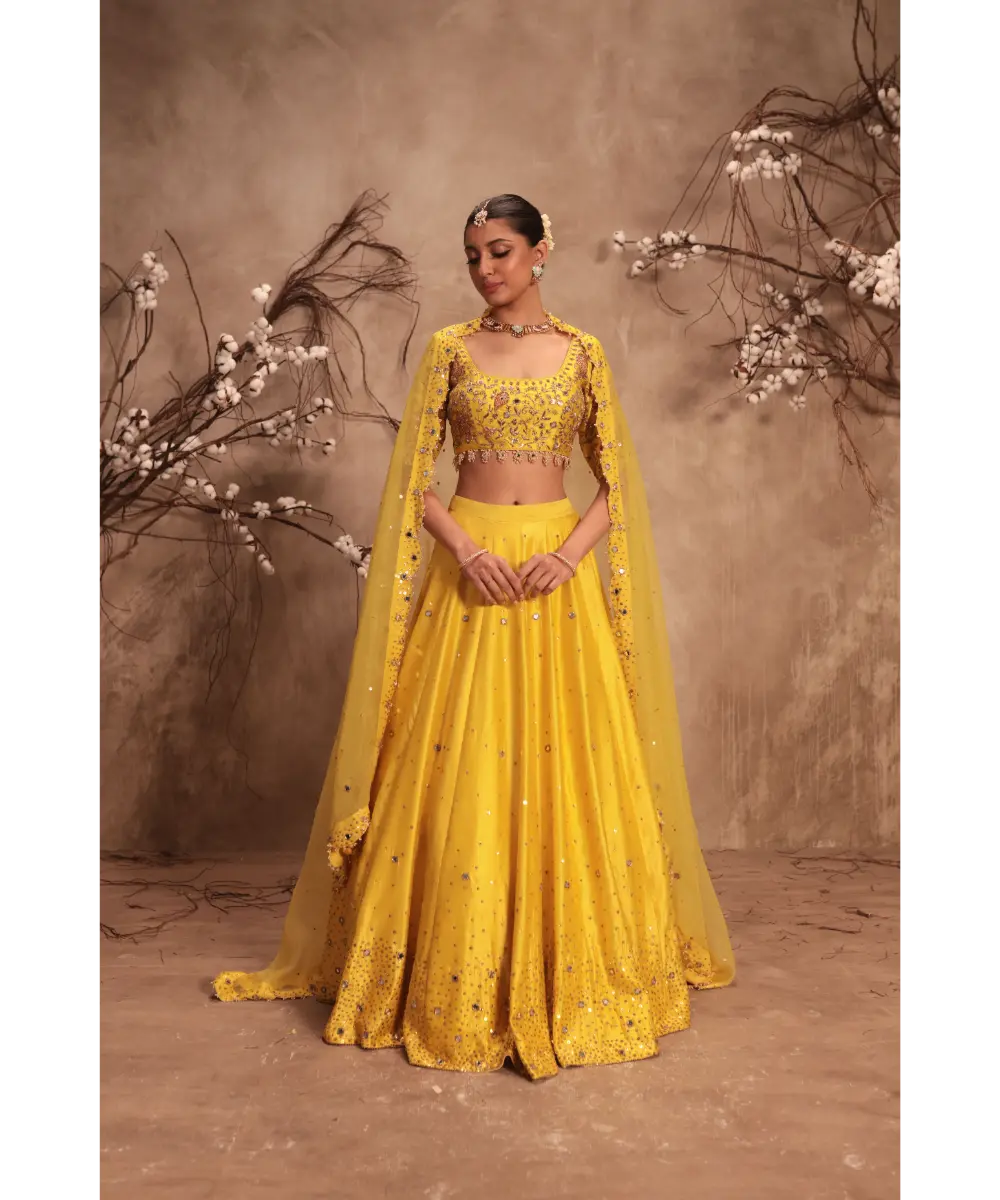 NITI BHOTRA - Nazakat Yellow  Heavy Mirror work Lehenga Set