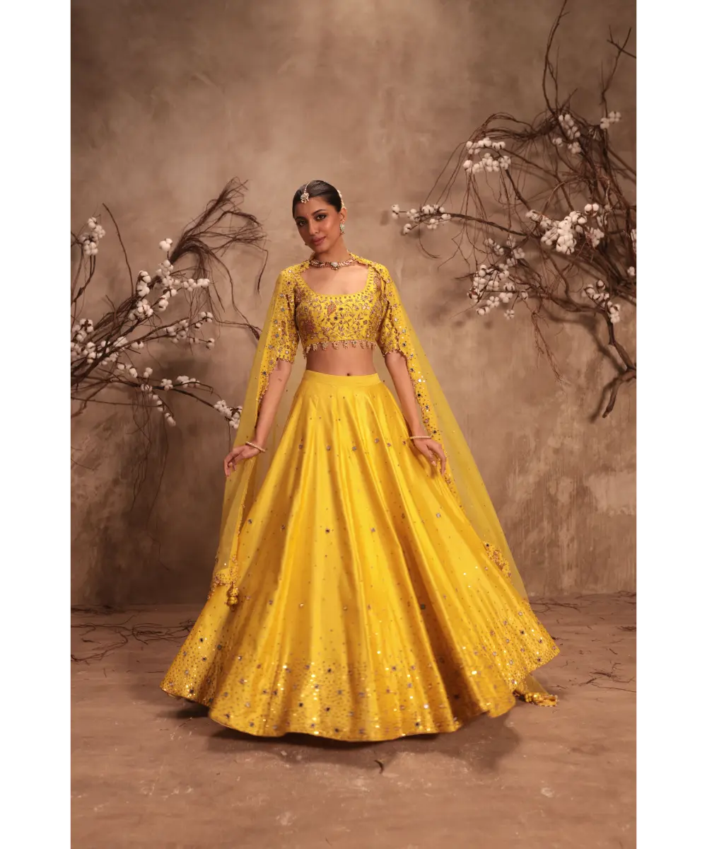 NITI BHOTRA - Nazakat Yellow  Heavy Mirror work Lehenga Set