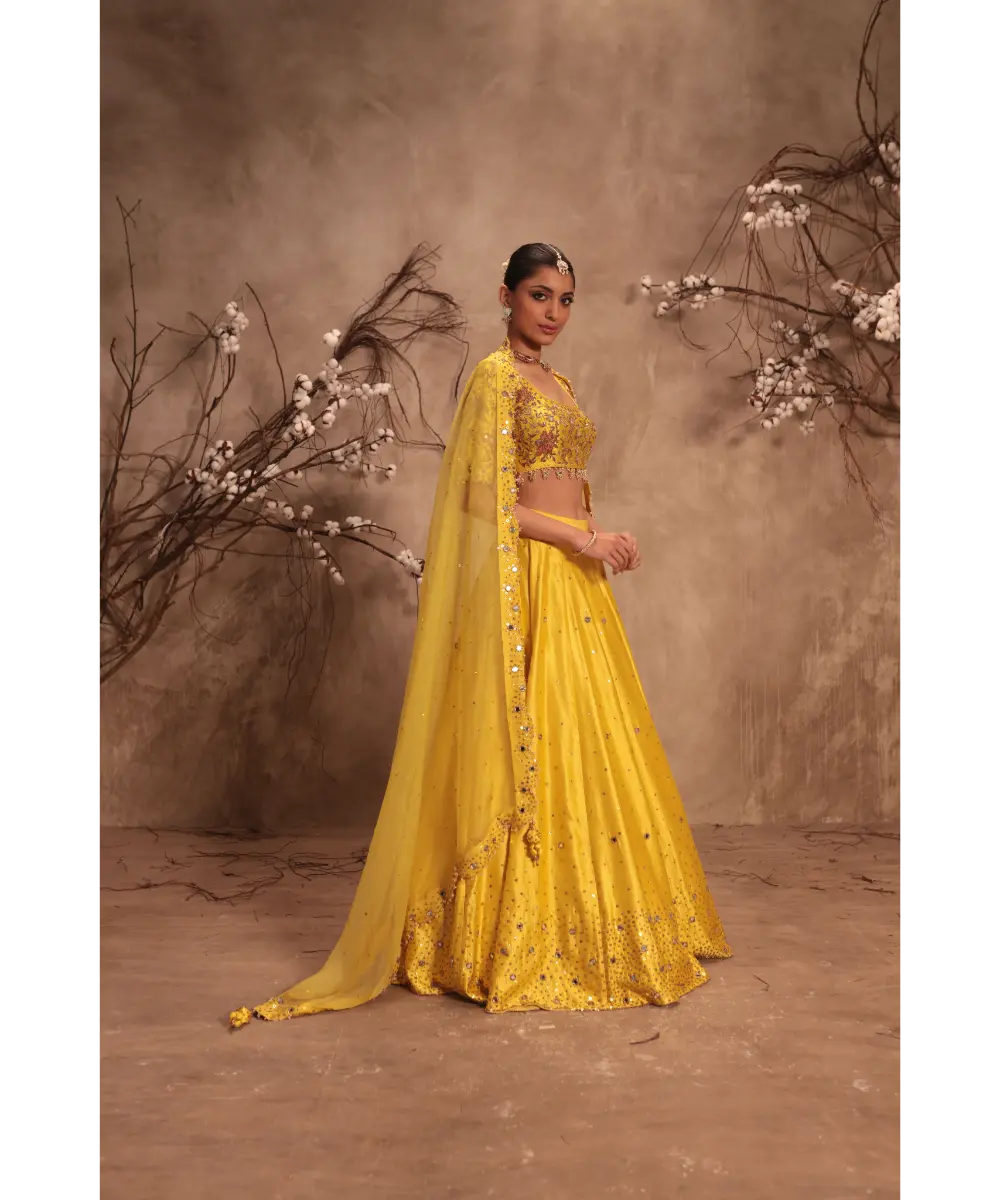 NITI BHOTRA - Nazakat Yellow  Heavy Mirror work Lehenga Set
