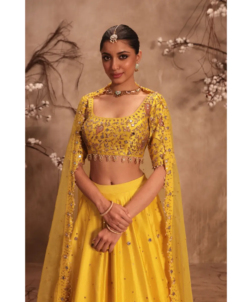 NITI BHOTRA - Nazakat Yellow  Heavy Mirror work Lehenga Set