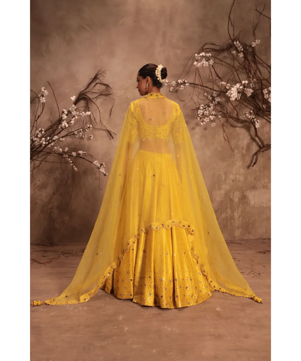NITI BHOTRA - Nazakat Yellow  Heavy Mirror work Lehenga Set