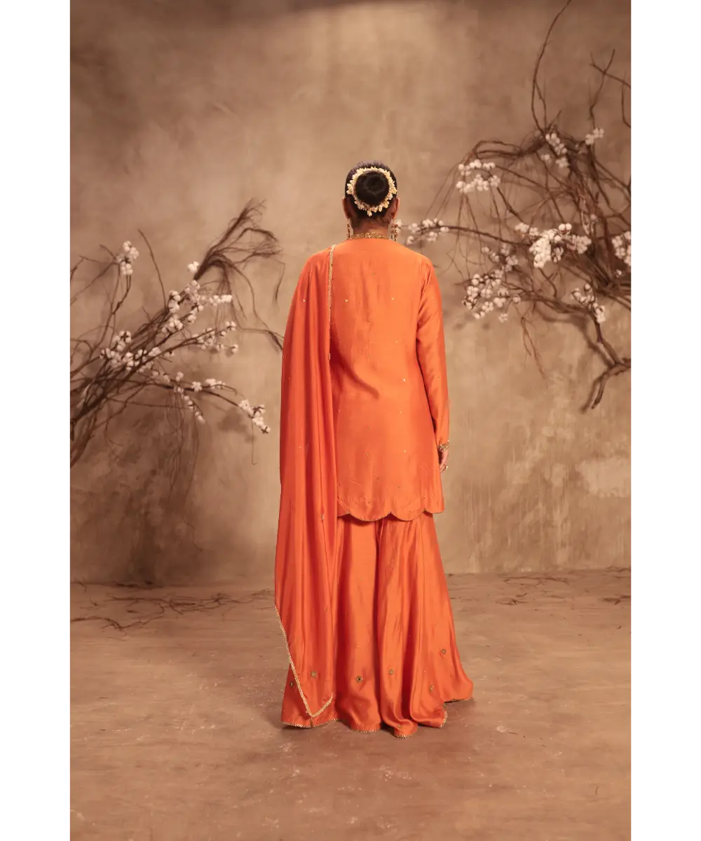 NITI BHOTRA - Nazakat Orange Mirror Work Sharara Set