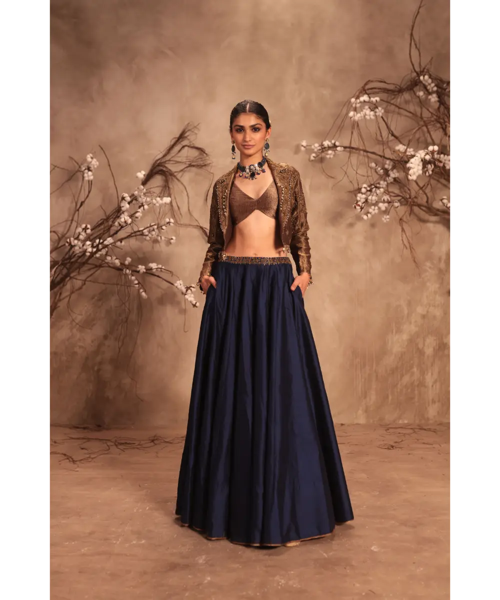 NITI BHOTRA - Nazakat Gold Tissue Jacket Style Lehenga Set