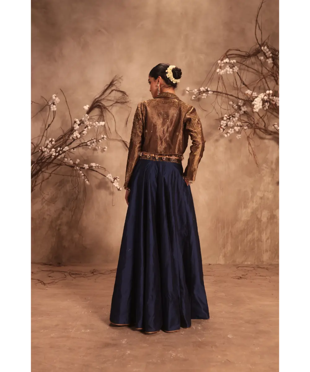 NITI BHOTRA - Nazakat Gold Tissue Jacket Style Lehenga Set