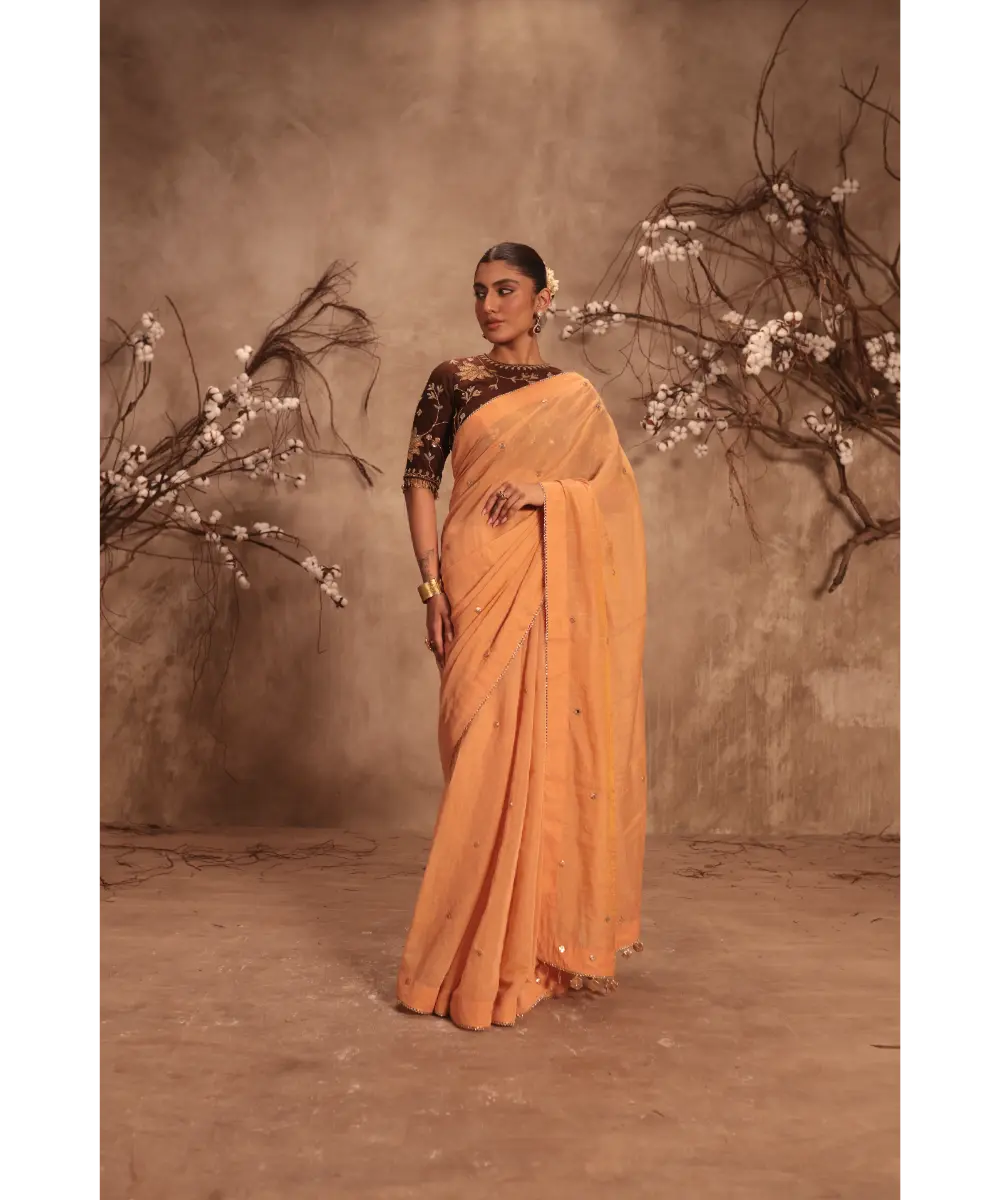 NITI BHOTRA - Nazakat Orange Gota Work Saree Set