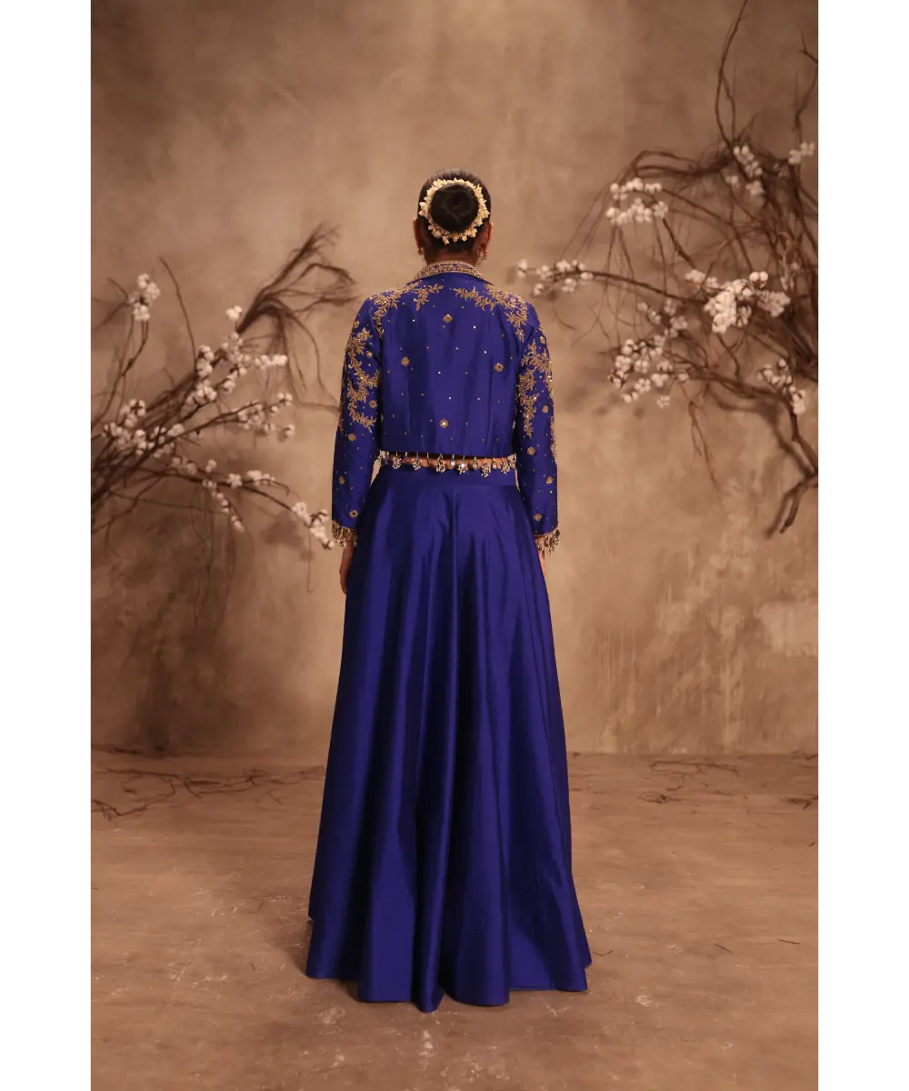 NITI BHOTRA - Nazakat Blue Jacket Style Lehenga Set