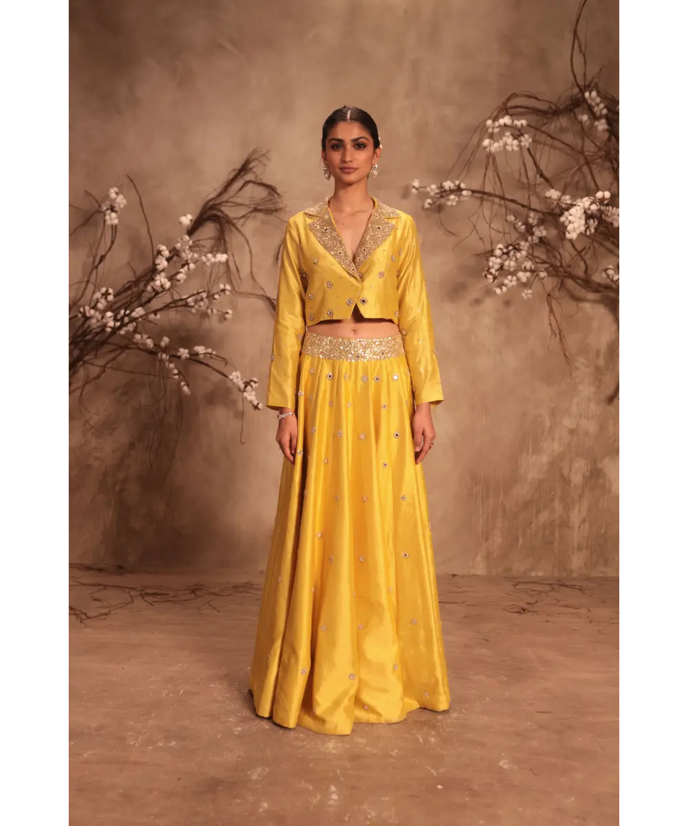 NITI BHOTRA - Nazakat Yellow Heavy Jacket Style Lehenga Set