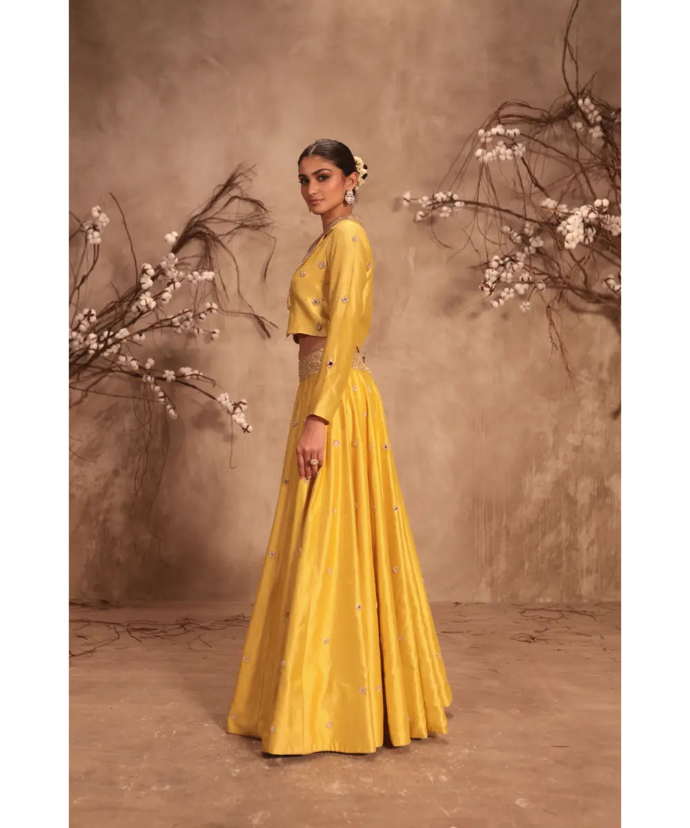 NITI BHOTRA - Nazakat Yellow Heavy Jacket Style Lehenga Set