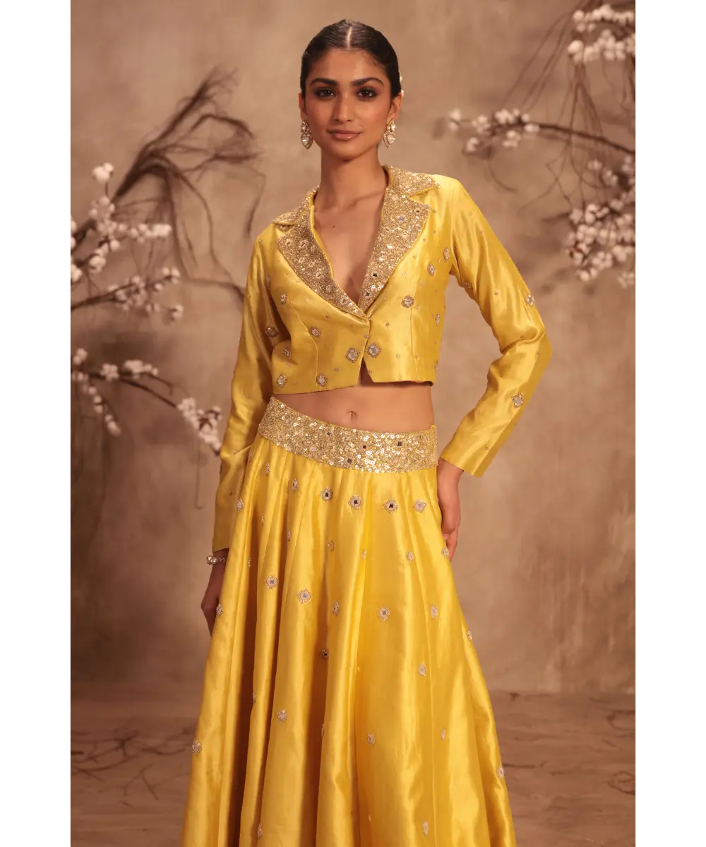 NITI BHOTRA - Nazakat Yellow Heavy Jacket Style Lehenga Set