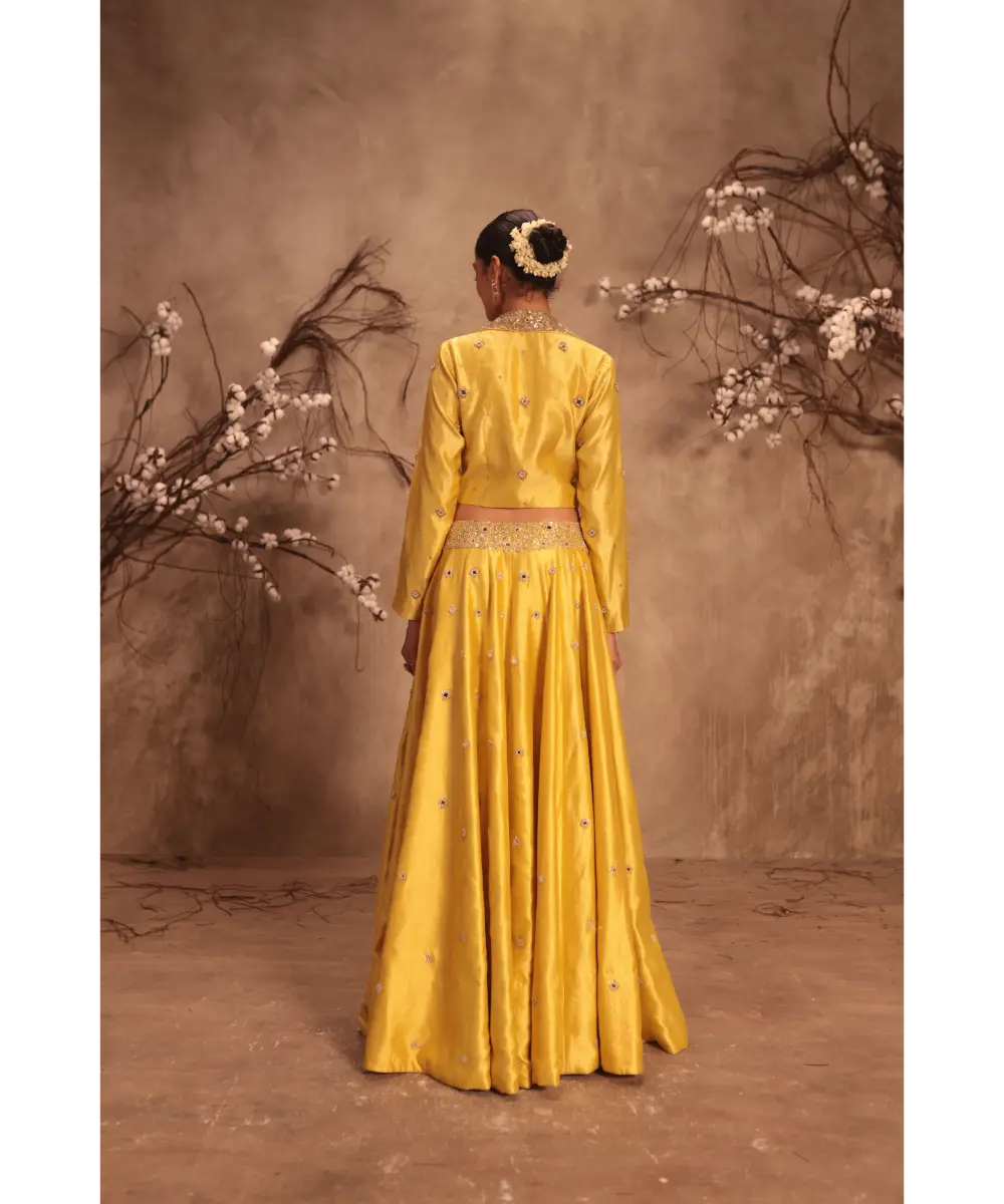 NITI BHOTRA - Nazakat Yellow Heavy Jacket Style Lehenga Set