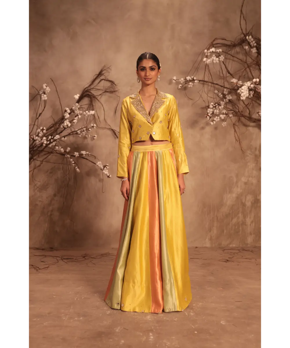 NITI BHOTRA - Nazakat Multicolor Yellow Jacket Style Lehenga Set