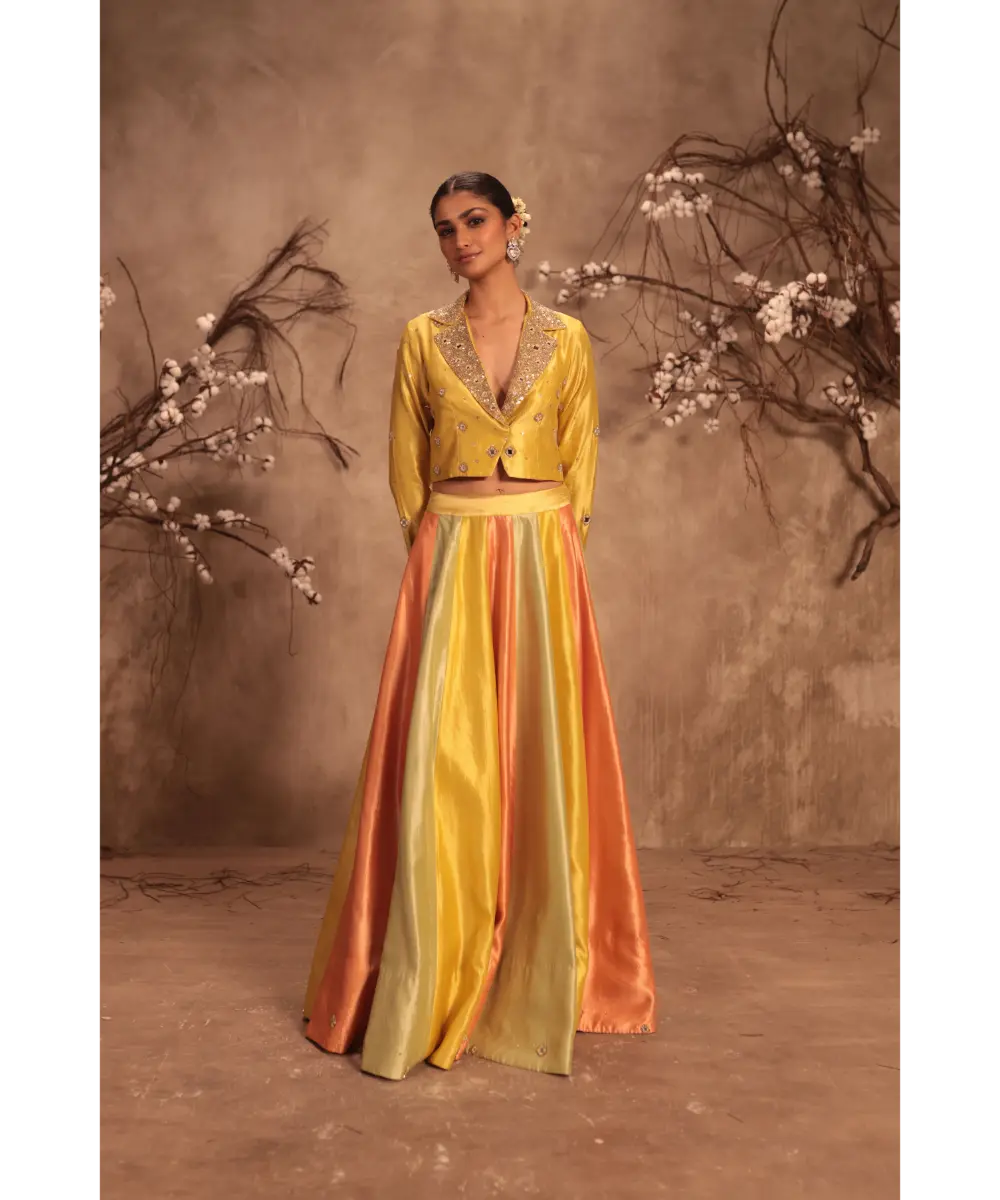 NITI BHOTRA - Nazakat Multicolor Yellow Jacket Style Lehenga Set