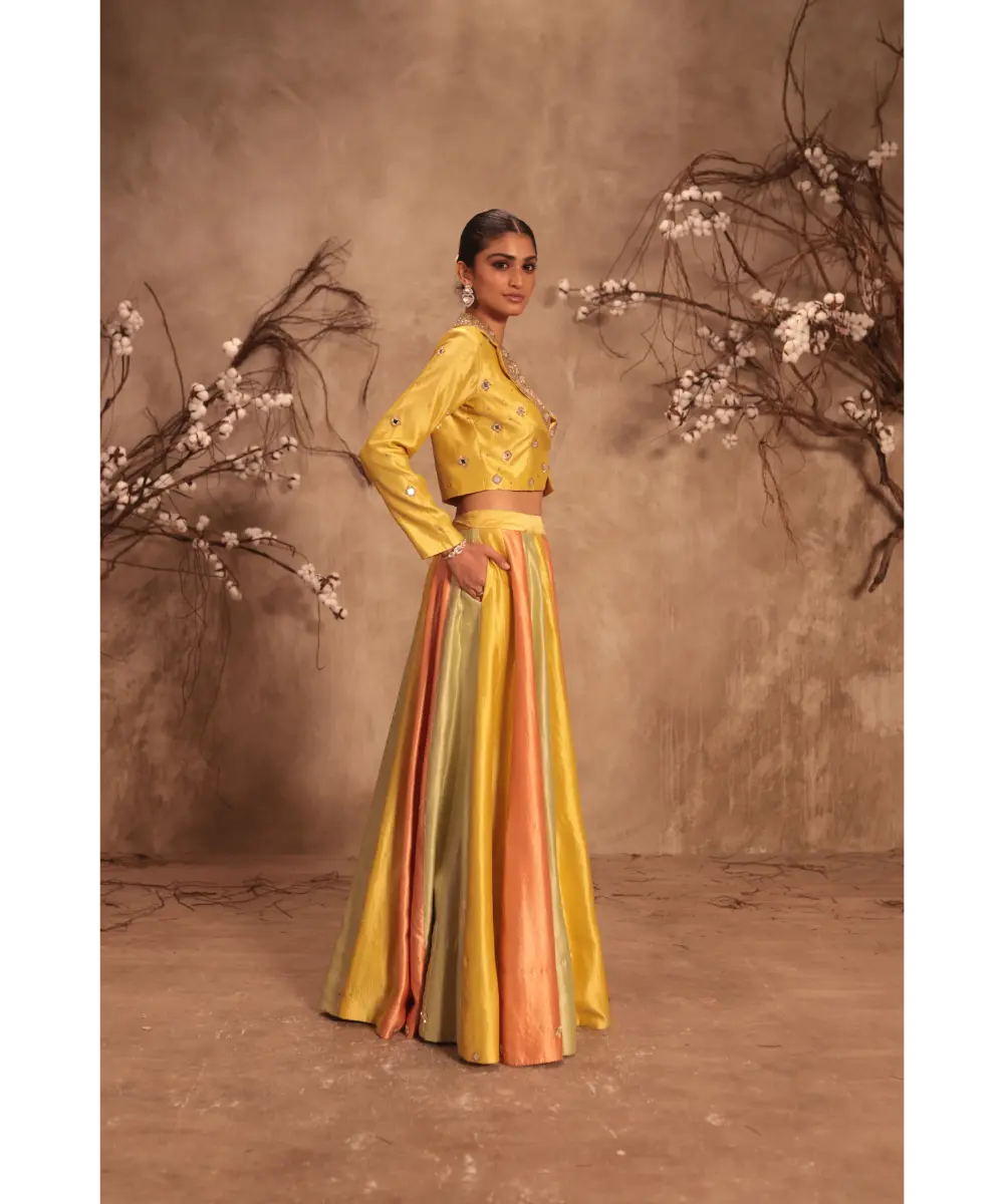 NITI BHOTRA - Nazakat Multicolor Yellow Jacket Style Lehenga Set
