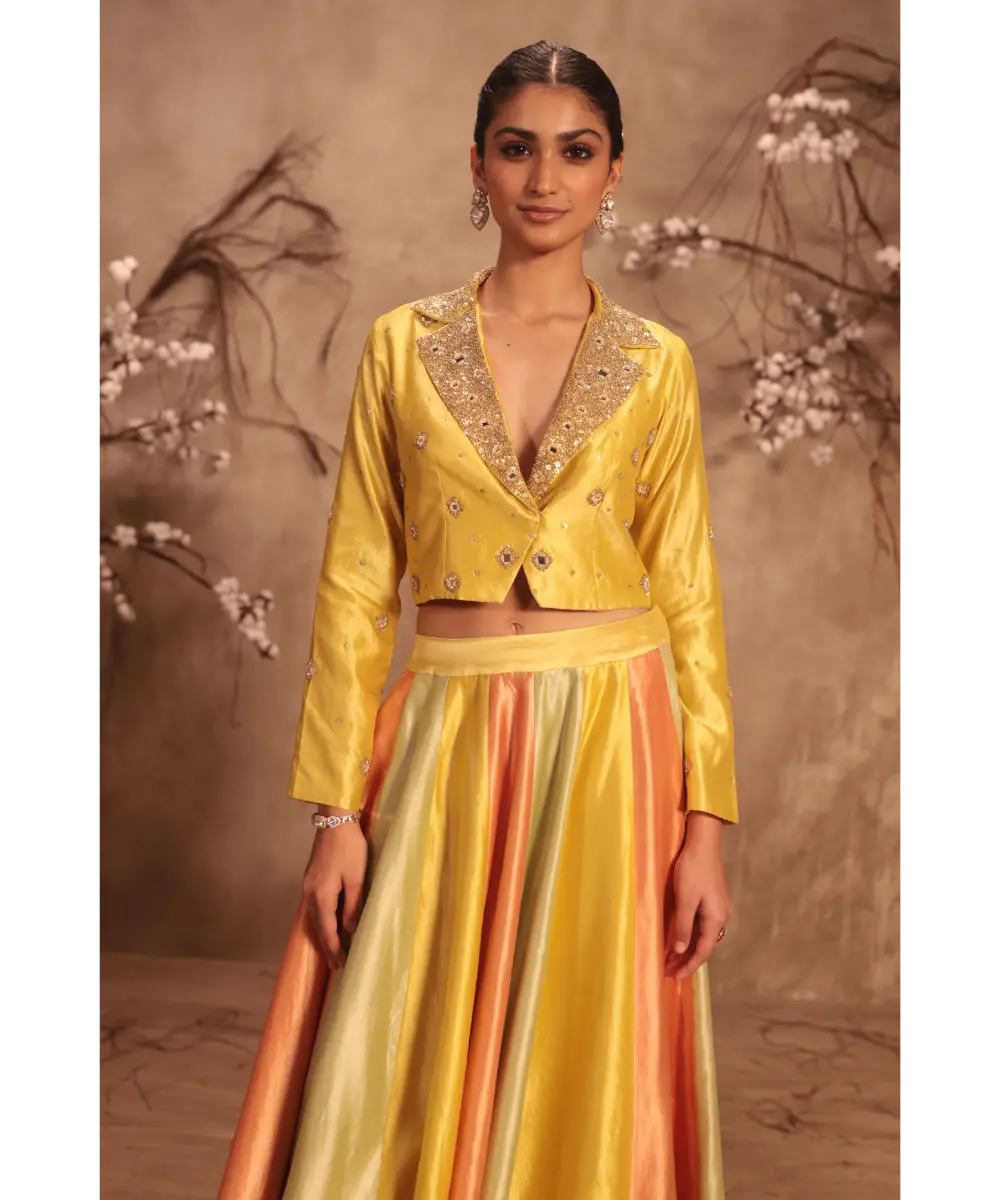 NITI BHOTRA - Nazakat Multicolor Yellow Jacket Style Lehenga Set