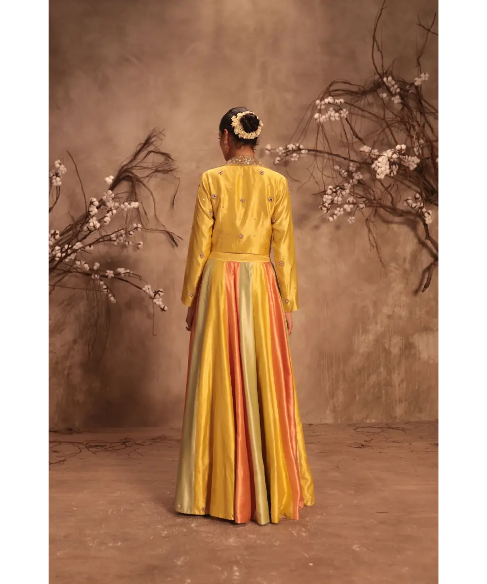 NITI BHOTRA - Nazakat Multicolor Yellow Jacket Style Lehenga Set