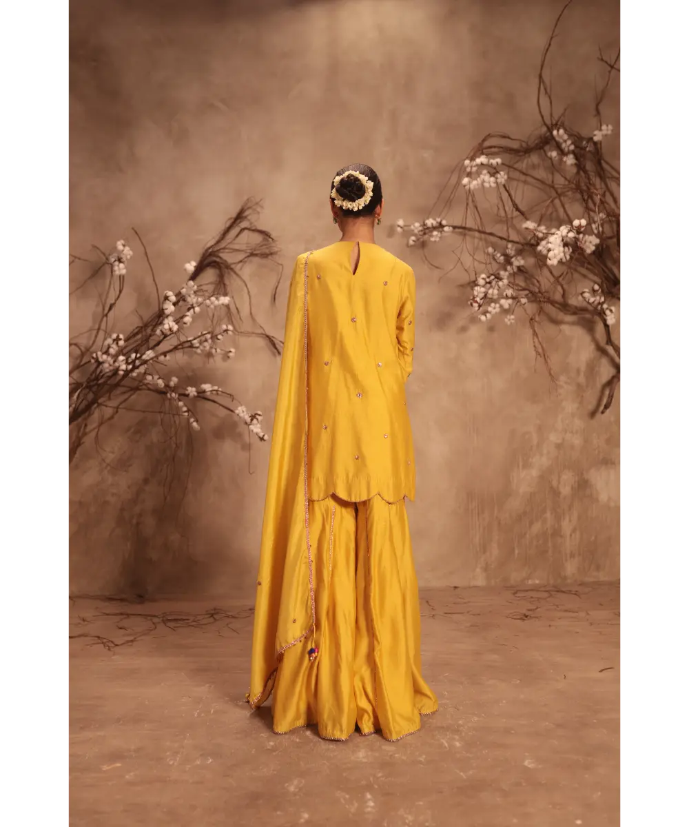 NITI BHOTRA - Nazakat Yellow Lotus Yoke Sharara Set