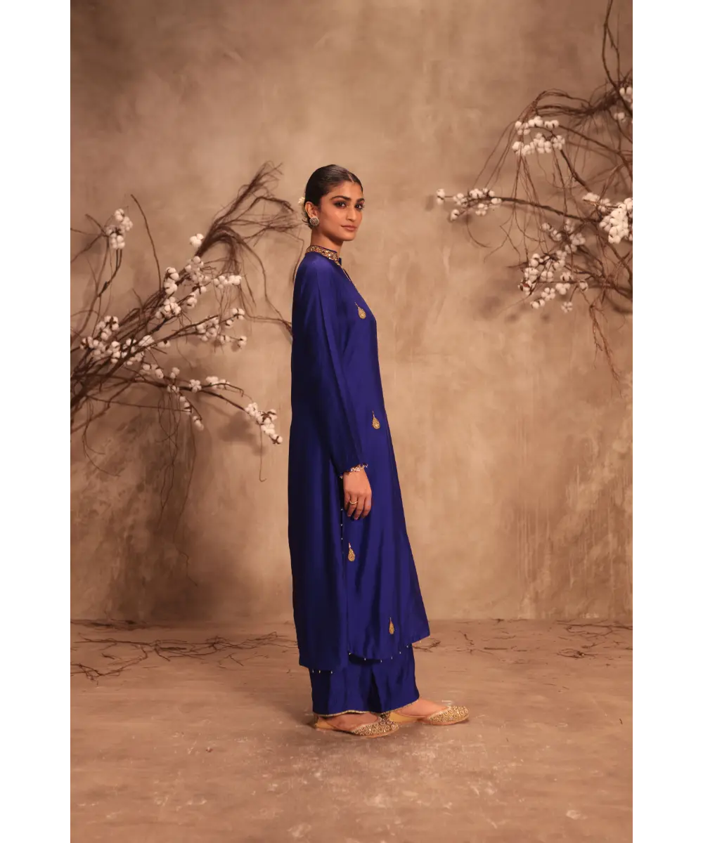 NITI BHOTRA - Nazakat Indigo Applique Kurta Set