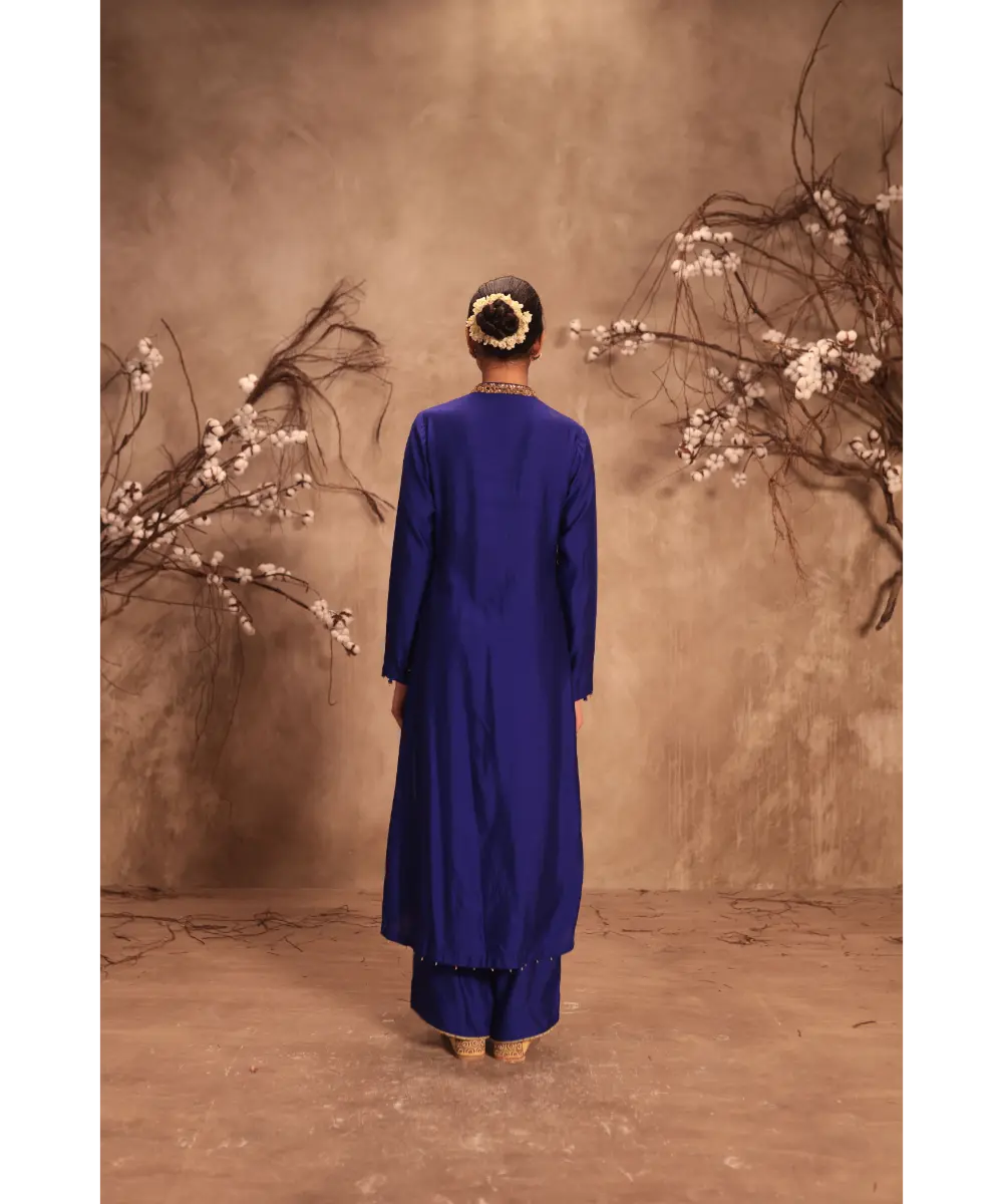 NITI BHOTRA - Nazakat Indigo Applique Kurta Set