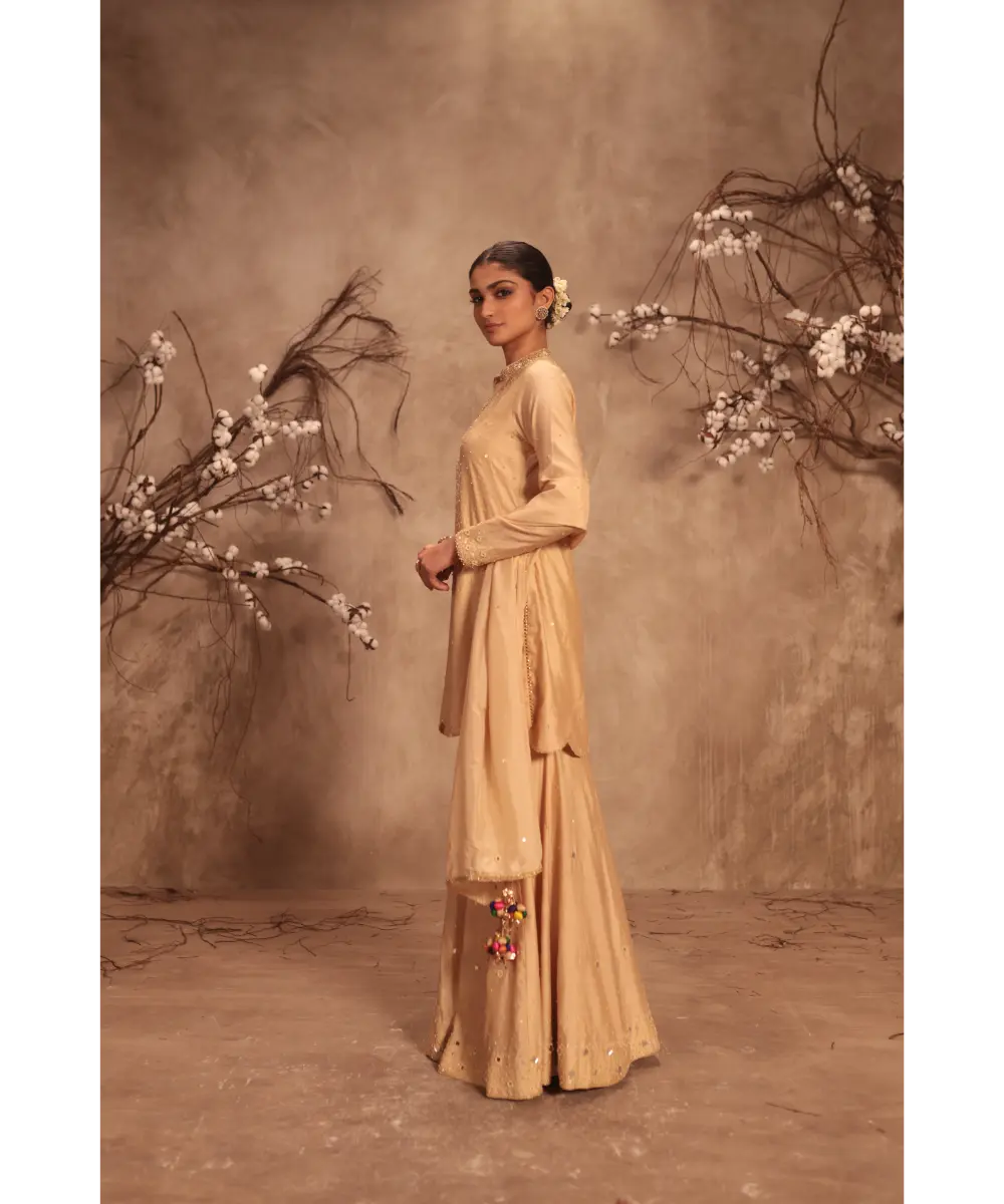 NITI BHOTRA - Nazakat Ivory Heavy Mirror Work Sharara Set