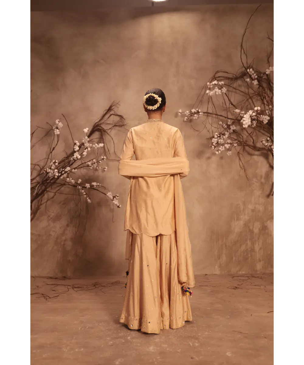 NITI BHOTRA - Nazakat Ivory Heavy Mirror Work Sharara Set