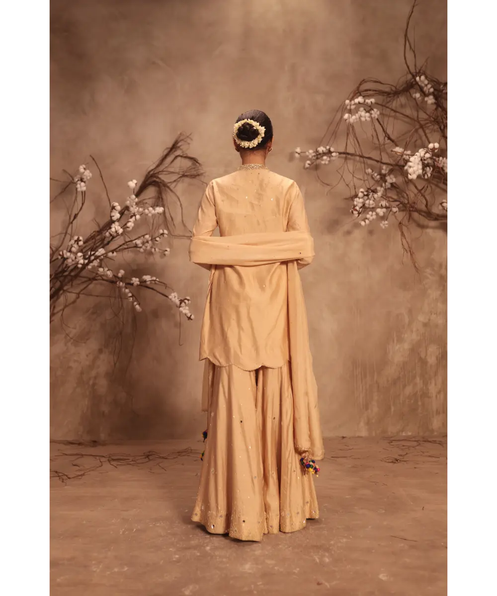 NITI BHOTRA - Nazakat Ivory Heavy Mirror Work Sharara Set