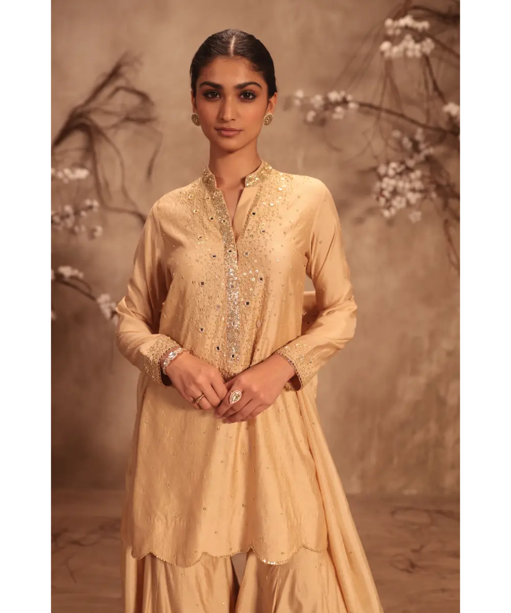 NITI BHOTRA - Nazakat Ivory Heavy Mirror Work Sharara Set