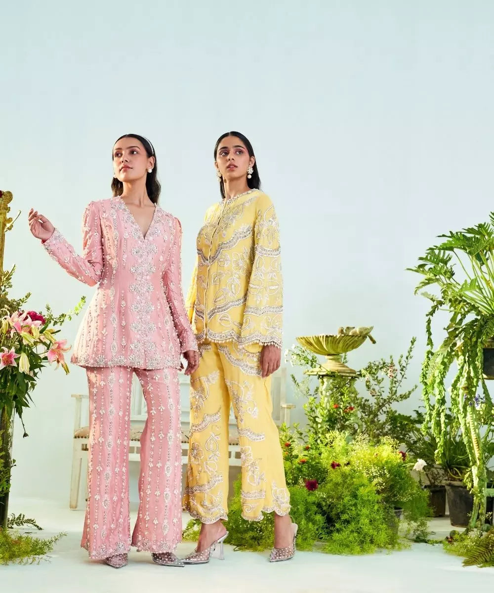 MANI BHATIYA - Sunshine yellow Top & Flared Pant set