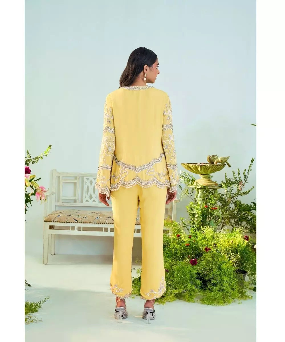 MANI BHATIYA - Sunshine yellow Top & Flared Pant set
